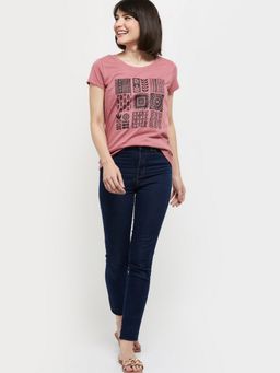 max - Women Pink Round Neck T-Shirt