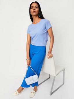 max - Women Blue Solid T-Shirt