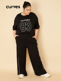 max - Women Black Oversized Fit Sports T-Shirt