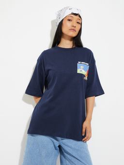 max - Women Back Blue T-Shirt