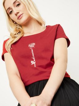 max - Women Graphic Red T-Shirt