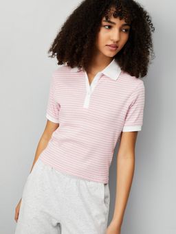 max - Women Slim Fit Athleisure Pink Polo T-Shirt