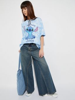 max - Women Lilo and Stitch Blue Oversized T-Shirt
