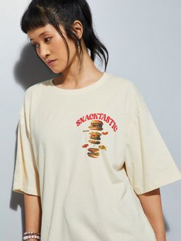 max - Women Back Off White T-Shirt