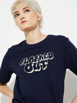 max - Women Blue Relaxed Fit T-Shirt