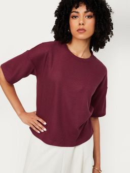 max - Women Knit Purple T-Shirt