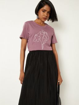 max - Women Floral Print Pink T-Shirt