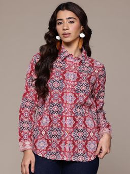 Aarke Ritu Kumar - Red Floral Regular Shirt