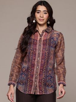Aarke Ritu Kumar - Purple Printed Regular Shirt with Camisole