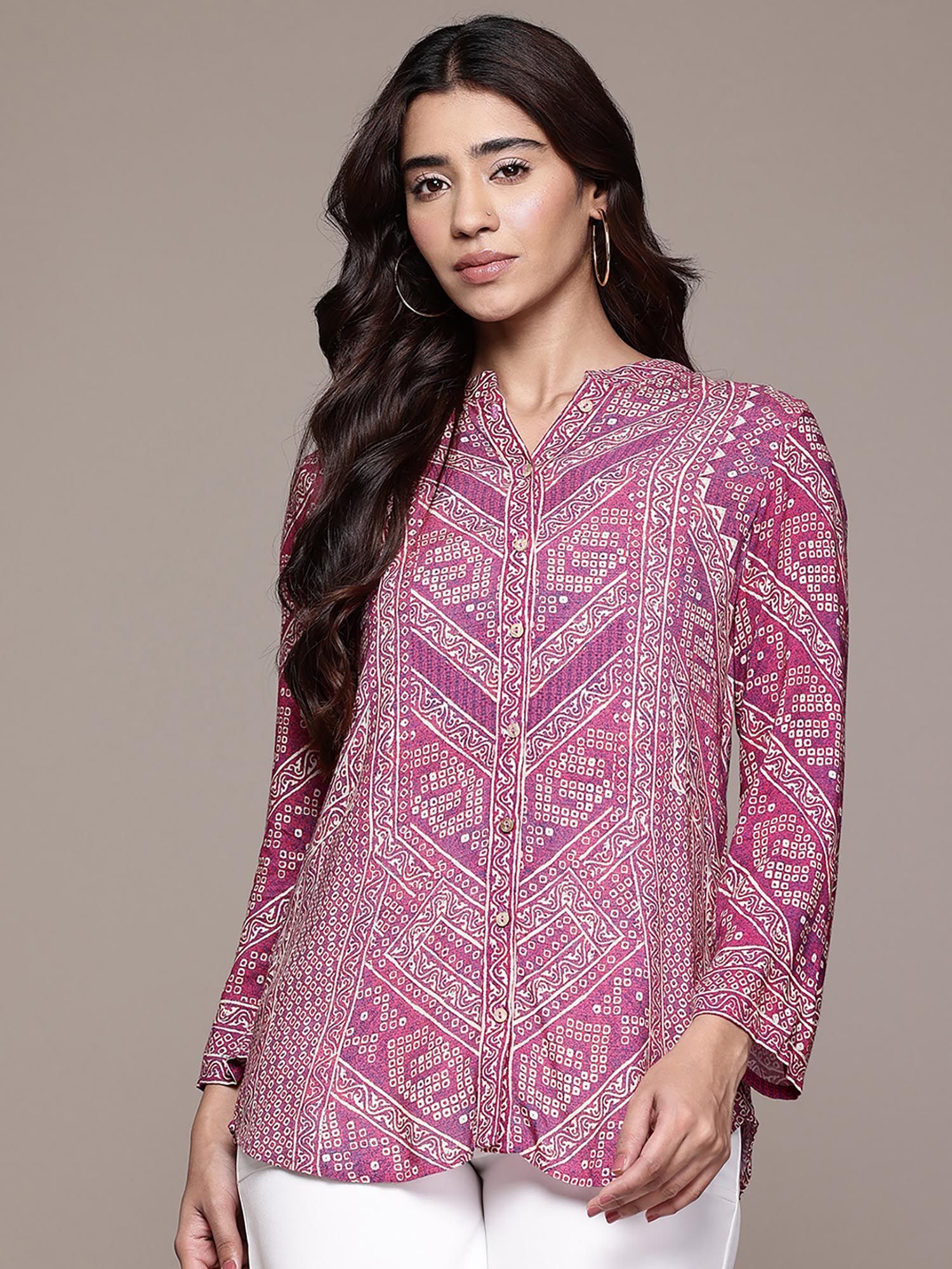 Wine Printed Regular Shirt-image-5