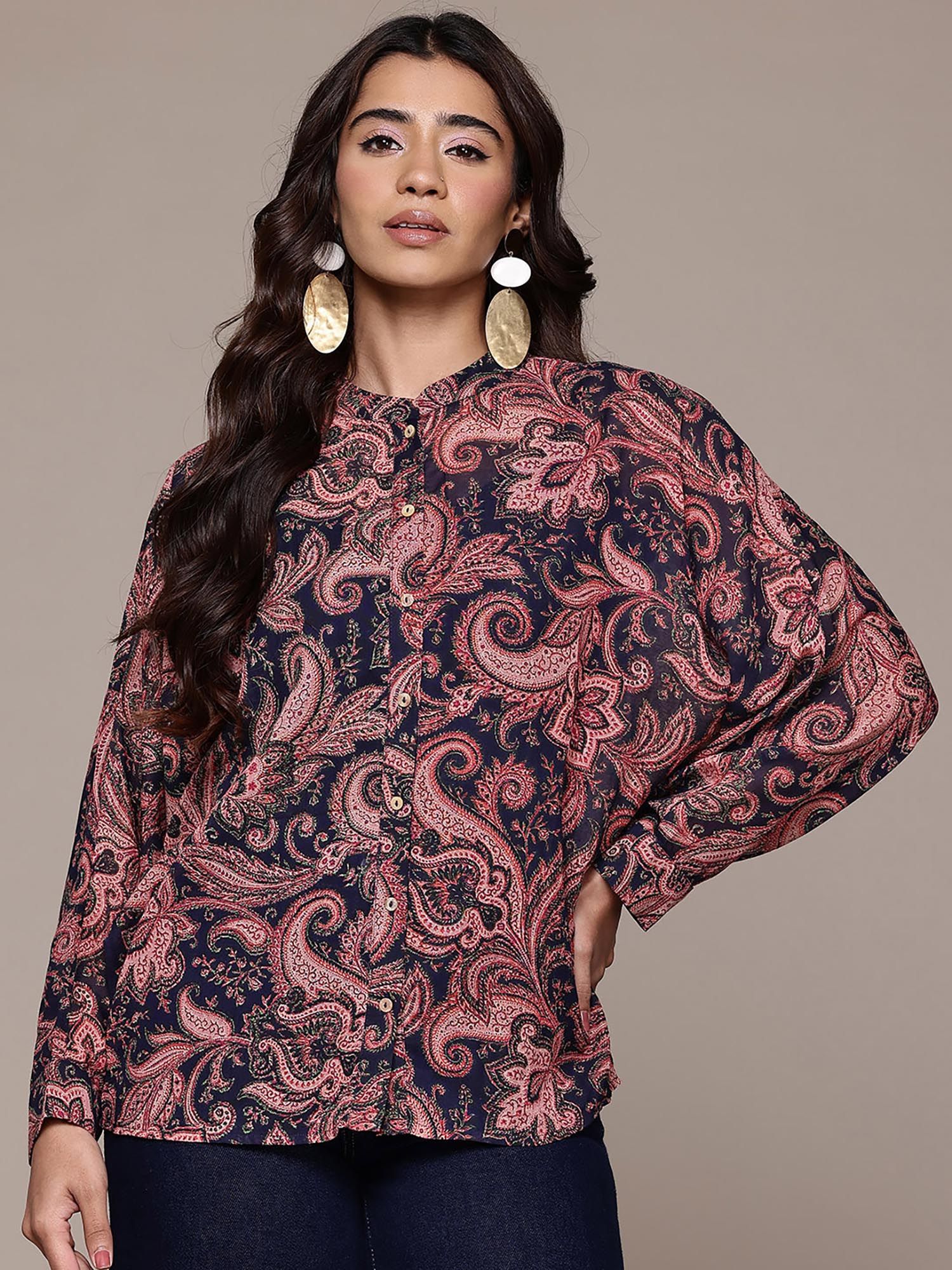 Navy Blue Paisley Regular Shirt-picture-32