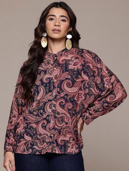 Aarke Ritu Kumar - Navy Blue Paisley Regular Shirt