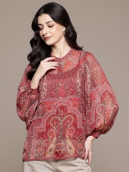 Aarke Ritu Kumar - Red Printed Regular Shirt with Camisole