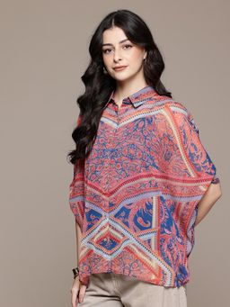 Aarke Ritu Kumar - Blue Printed Regular Shirt with Camisole