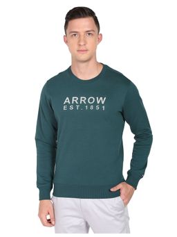 Arrow - Sports Men Dark Green Crew Neck Brand Print Sweatshirt