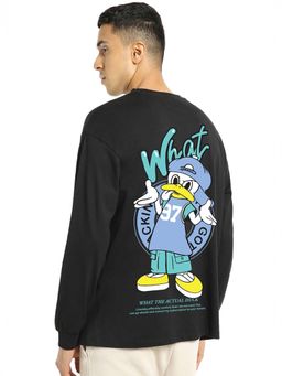 Bewakoof - Men's Black What The Duck Graphic Printed Oversized T-shirt
