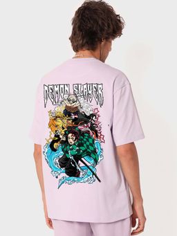 Bewakoof - Men's Purple Slayer Squad Graphic Printed Oversized T-shirt