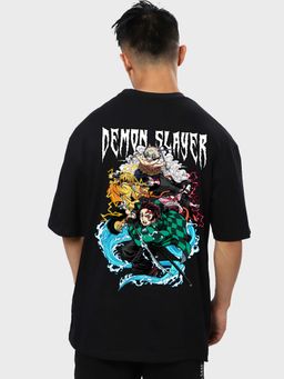 Bewakoof - Men's Black Slayer Squad Graphic Printed Oversized T-shirt