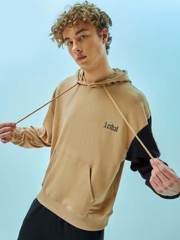 Bewakoof - Men's Brown & Black Lethal Graphic Printed Oversized Hoodies