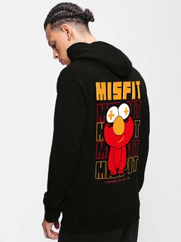 Bewakoof - Men's Black Misfit Graphic Printed Oversized Hoodies