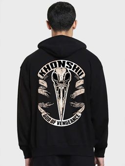 Bewakoof - Official Marvel Men's Black Konshu Graphic Printed Oversized Hoodies