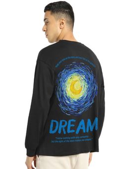Bewakoof - Men's Black Dream Graphic Printed Oversized T-shirt