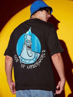 Bewakoof - Men's Black God of Underworld Graphic Printed Oversized T-shirt