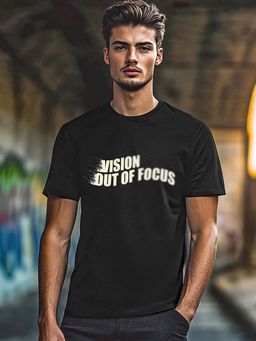 Bewakoof - Men's Black Out of Focus Typography T-shirt