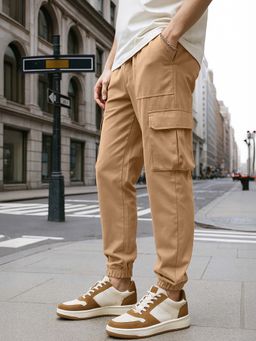 Bewakoof - Air 1.0 Men's Ginger Root Brown Oversized Cargo Joggers