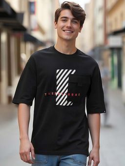 Bewakoof - Heavy Duty 1.0 Men's Black Troublesome Graphic Printed Oversized T-shirt