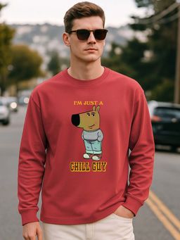 Bewakoof - Men's Red Chill Guy Graphic Printed Oversized T-shirt