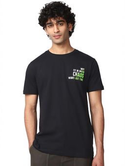 Bewakoof - Men's Black Chaos Typography T-shirt