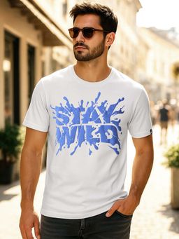 Bewakoof - Men's White Stay Wild Graphic Printed T-shirt