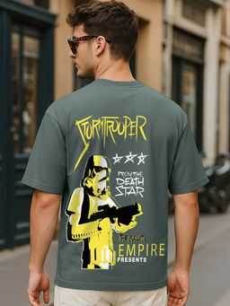 Bewakoof - Heavy Duty 1.0 Disney Men's Grey Storm Trooper Graphic Printed Oversized T-shirt