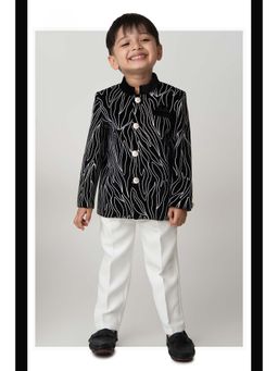 Little Collars - Black Embroidered Jacket and Trouser