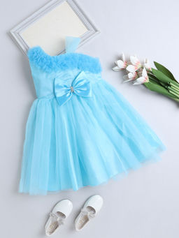 The Magic Wand - Blue One Shoulder Bow Detailed Dress