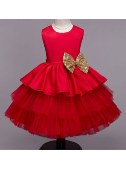 The Magic Wand - Red Solid Fit & Flare Dress