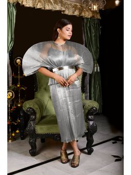 Uptownie - Pleated Midi Skirt-Silver