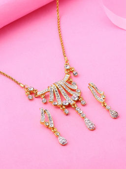 Estele - Gold Plated Beautiful Necklace with Crystals for Women (Set of 2)