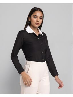 Style Quotient - Women Black Solid Polyester Formal Shirt