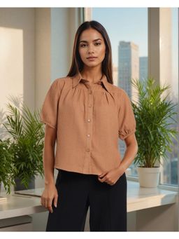 Style Quotient - Women Texture Tan Shirt