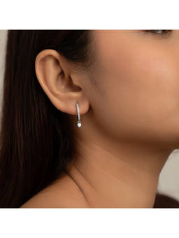 RACHIVA - 925 Silver Cz Solitaire Drop Hoop Earrings for Women