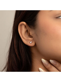 RACHIVA - 925 Silver Rose Gold Cz Heart Stud Earrings for Women