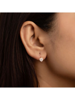 RACHIVA - 925 Silver Rose Gold Cz Heart Earrings for Women