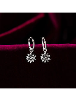 RACHIVA - 925 Silver Edelweiss Flower Cz Hoop Earrings for Women