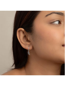 RACHIVA - 925 Silver Leaf Branch Cz Hoop Earrings for Women