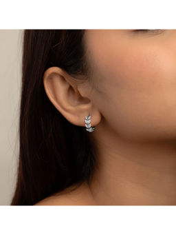 RACHIVA - 925 Silver Cz Leaf Huggie Hoop Earrings for Women