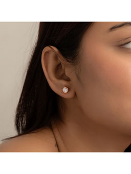 RACHIVA - 925 Silver Rose Gold Cz Solitaire Stud Earrings for Women
