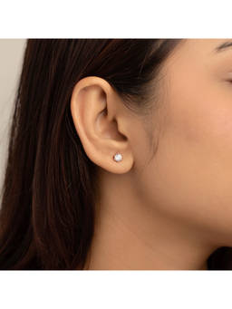 RACHIVA - 925 Silver Gold Plated Cz Screw Back Stud Earrings for Women