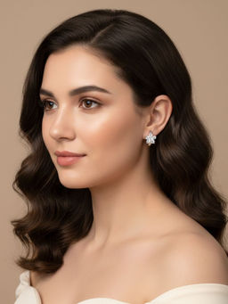 RACHIVA - 925 Sterling Silver Floral Zircon Hoop Earrings for Women